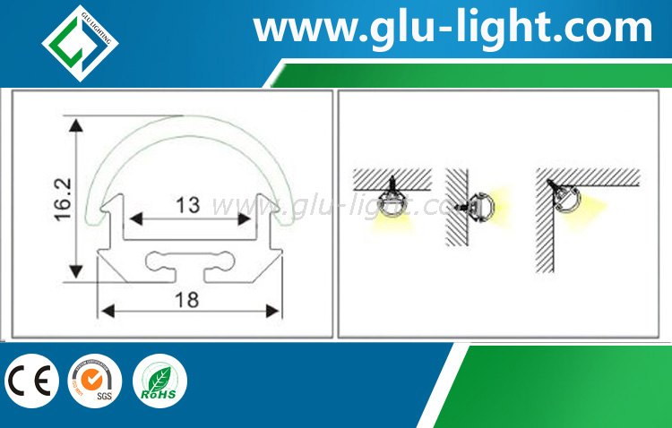 product-632-403 Extruded linear LED Alumiunm Profile With round PC Cover for led tape