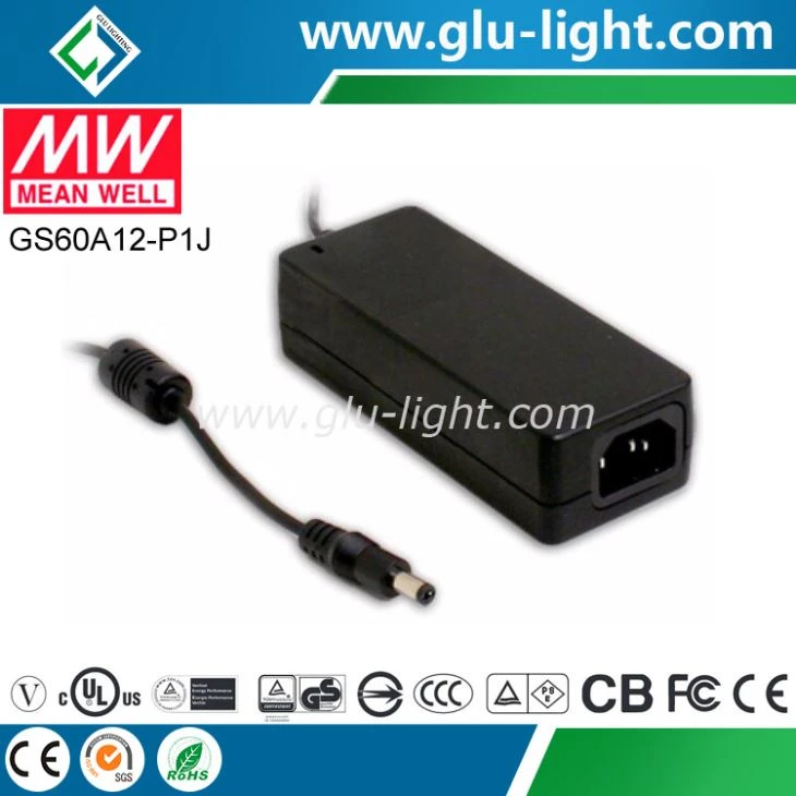 Промышленный адаптер Meanwell GS60A12-P1J, 60 Вт, 12 В переменного тока- постоянного тока
